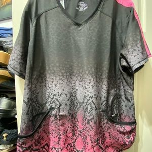 Cherokee Infinity black & pink scrub top